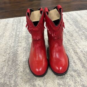 Red Fringe Leather Women's Western Boots
